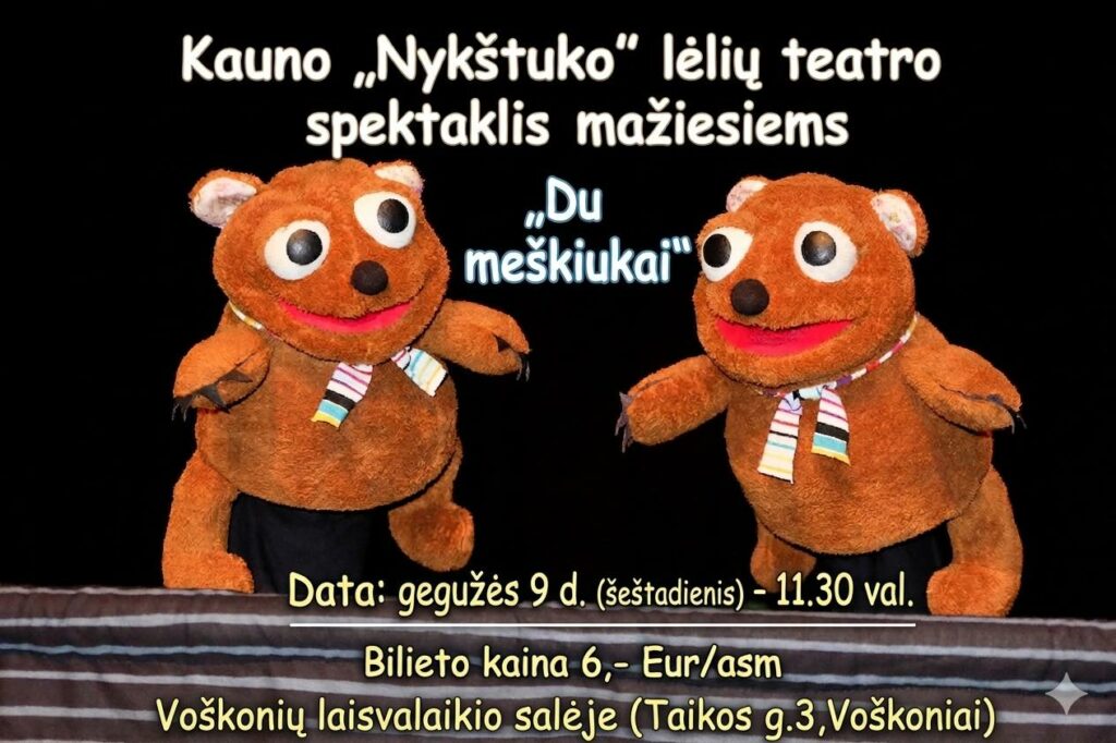 Kauno „Nykštuko“ lėlių teatro spektaklis „Du meškiukai“