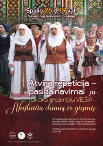 Atvira repeticija - pasidainavimus su folkloro ansambliu „Viešia” - „Našlaičiu dainos ir giesmes”